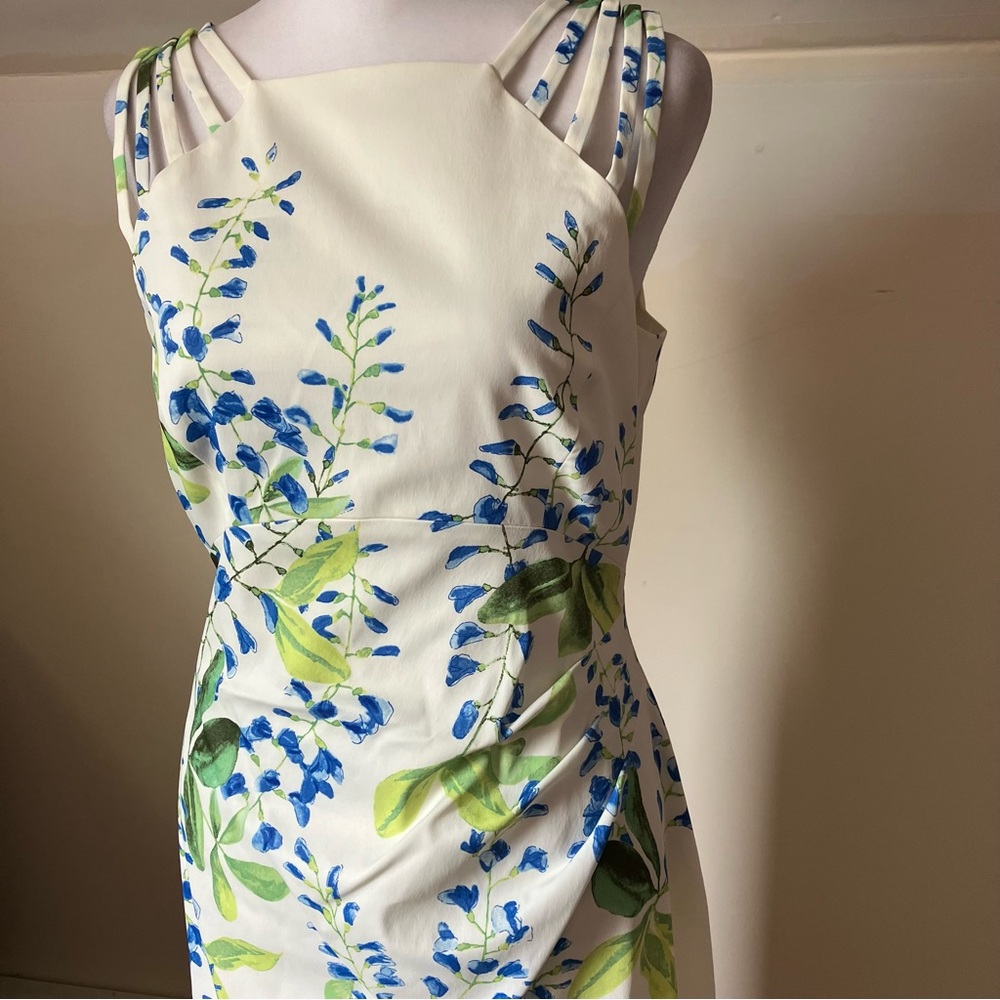 Karen Millen White Ivory Floral Wisteria Print Strappy Sheath Dress size 8 - Picture 8 of 11
